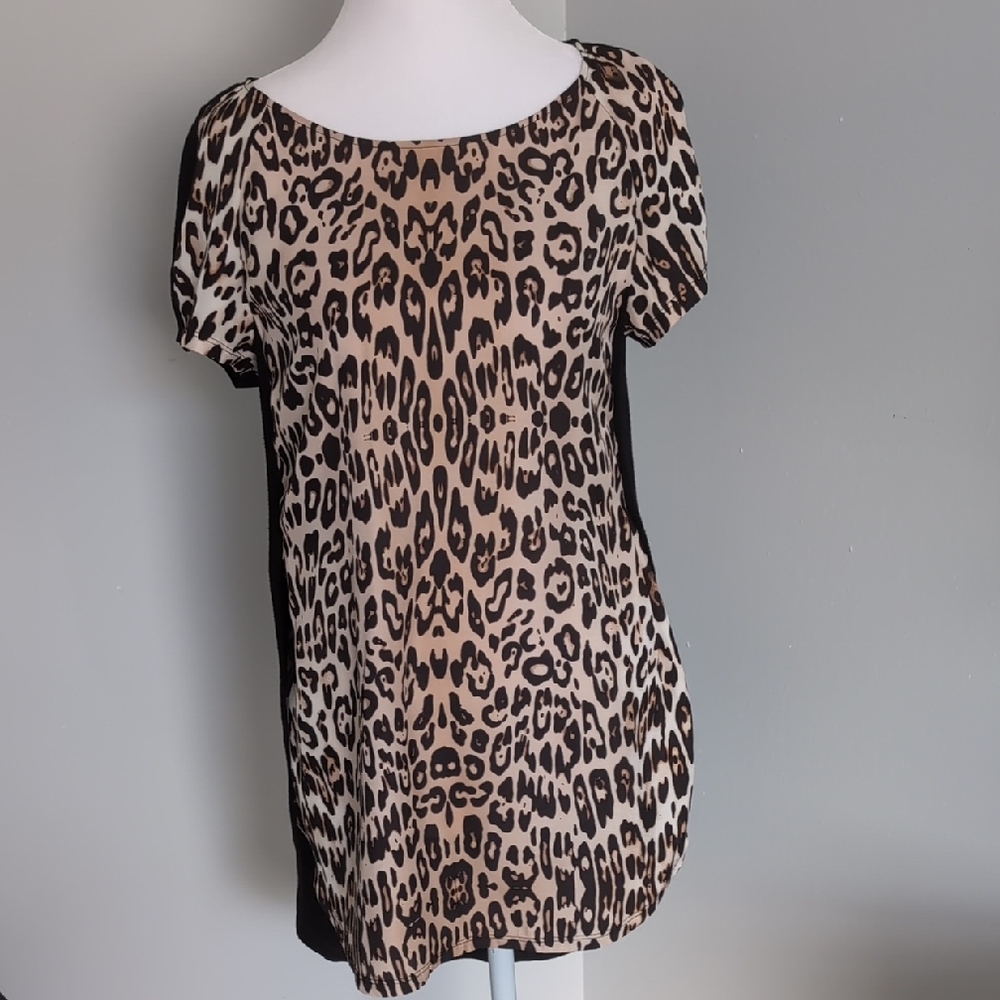 Chico's Black Label 00 Leopard Print Top XS 2